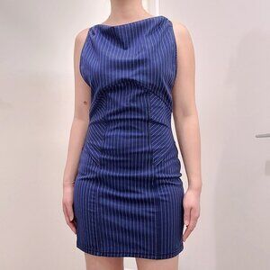 Urban Outfitters Navy Pinstripe Bodycon Backless Stretch Mini Dress